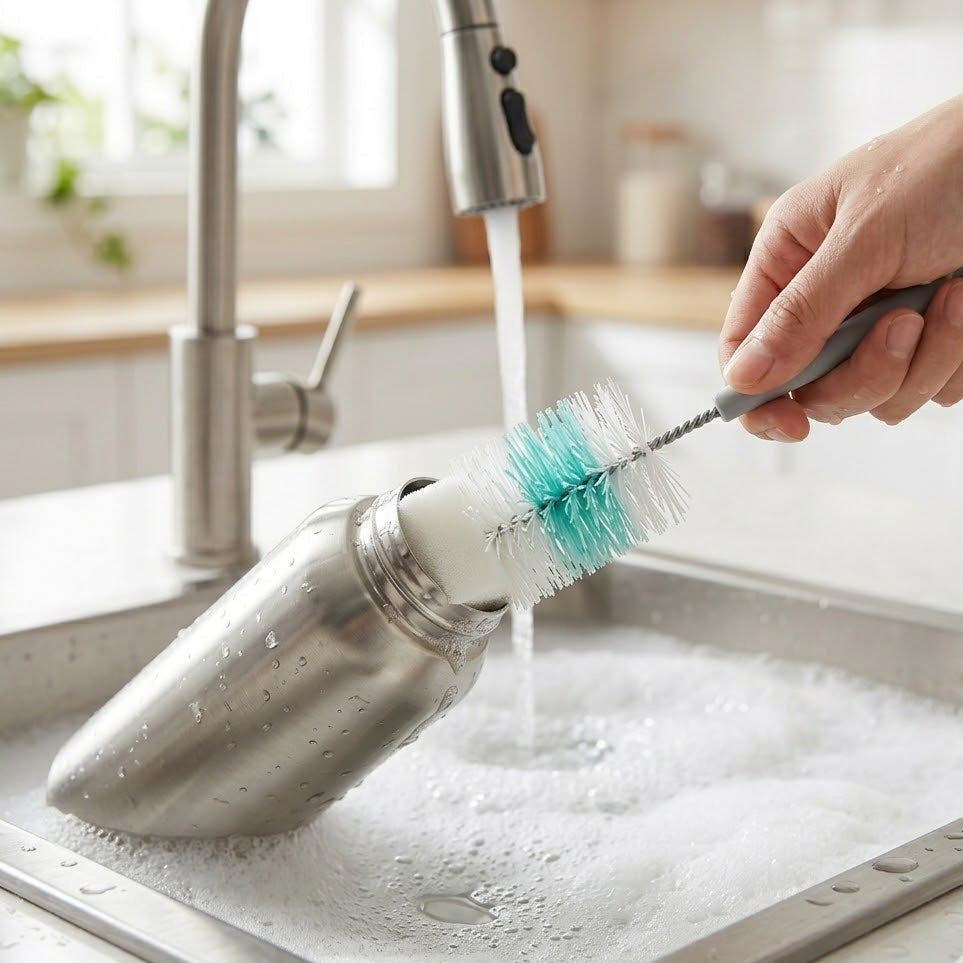 KleanUp Bottle Brush with Sponge Tip — Long-Handle Cleaner for Water Bottles, Flasks, Tumblers & Vases