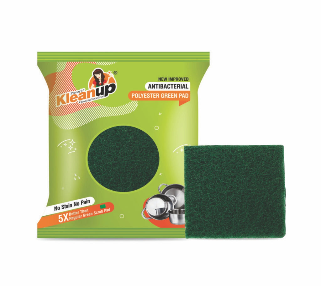 KleanUp Green Scrub Pad (nylon medium) — Heavy-Duty Non-Scratch Kitchen Scrubber for Utensils, Pots & Pans