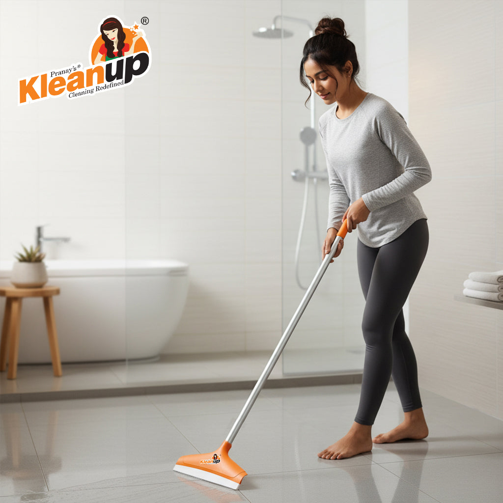 Pranay's Kleanup CU-106 Floor Wiper – Long Handle Floor Squeegee with Foam Blade for Streak-Free Floors | Bathroom, Balcony & Home Floor Cleaning