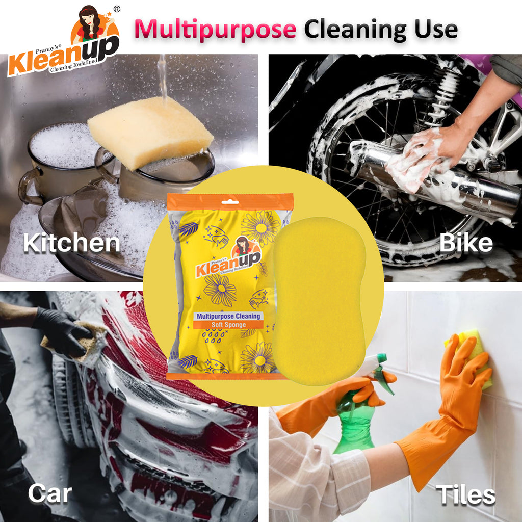Kleanup Multipurpose Cleaning Soft Sponge — Large Non-Scratch Foam Sponge for Dishes, Car, Kitchen & Surfaces