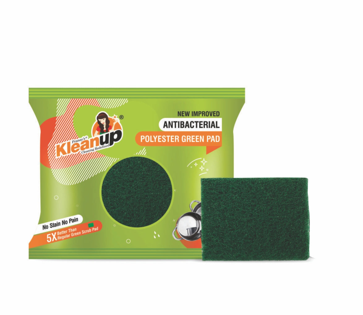 KleanUp green scrub pad — included in 1-Month Cleaning Kit