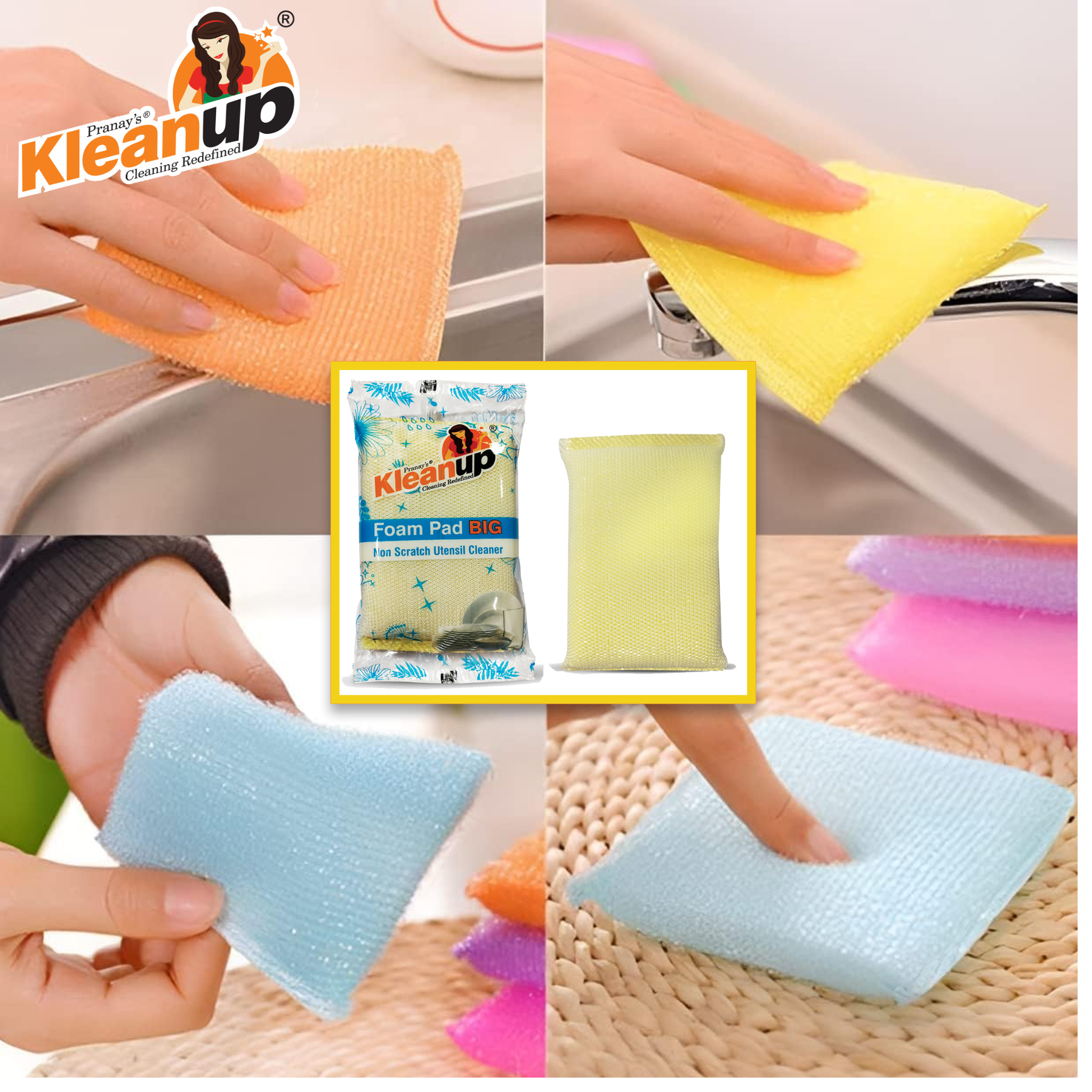 KleanUp Foam Pad Big — Large Non-Scratch Mesh Utensil Cleaner for Dishes, Pots & Pans