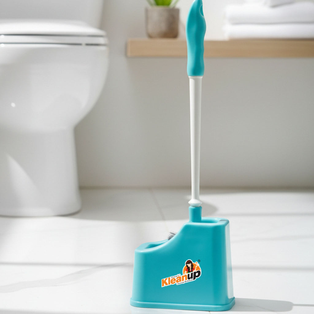 KleanUp Toilet Brush CT-107 with Holder — Sturdy Bristle Toilet Cleaning Brush with Caddy Stand for Bathroom
