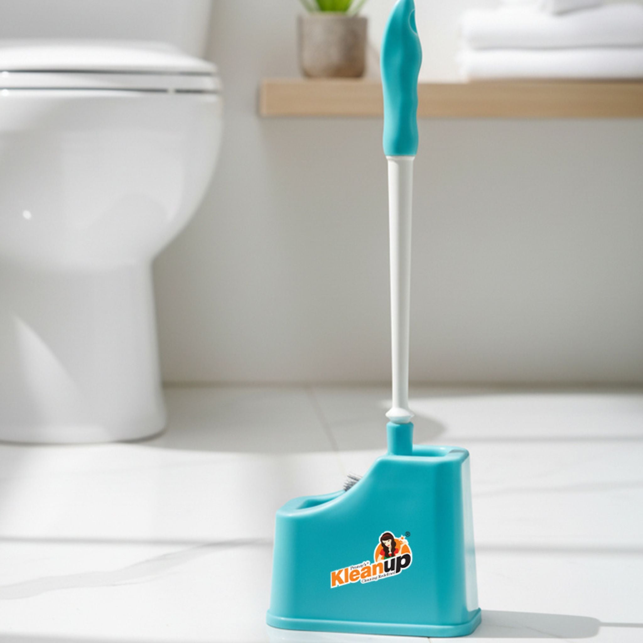 KleanUp Toilet Brush CT-107 with Holder — Sturdy Bristle Toilet Cleaning Brush with Caddy Stand for Bathroom