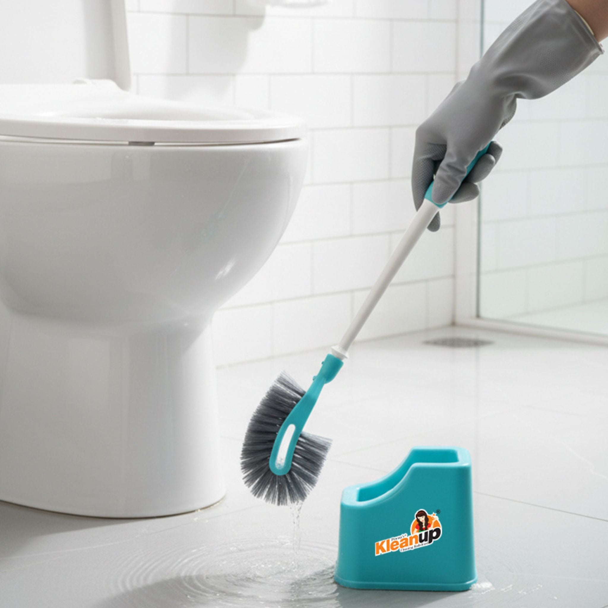 KleanUp Toilet Brush CT-107 with Holder — Sturdy Bristle Toilet Cleaning Brush with Caddy Stand for Bathroom
