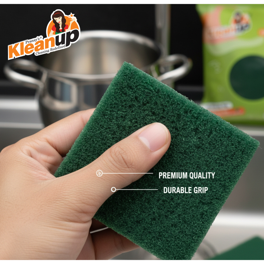 KleanUp Green Scrub Pad (nylon medium) — Heavy-Duty Non-Scratch Kitchen Scrubber for Utensils, Pots & Pans