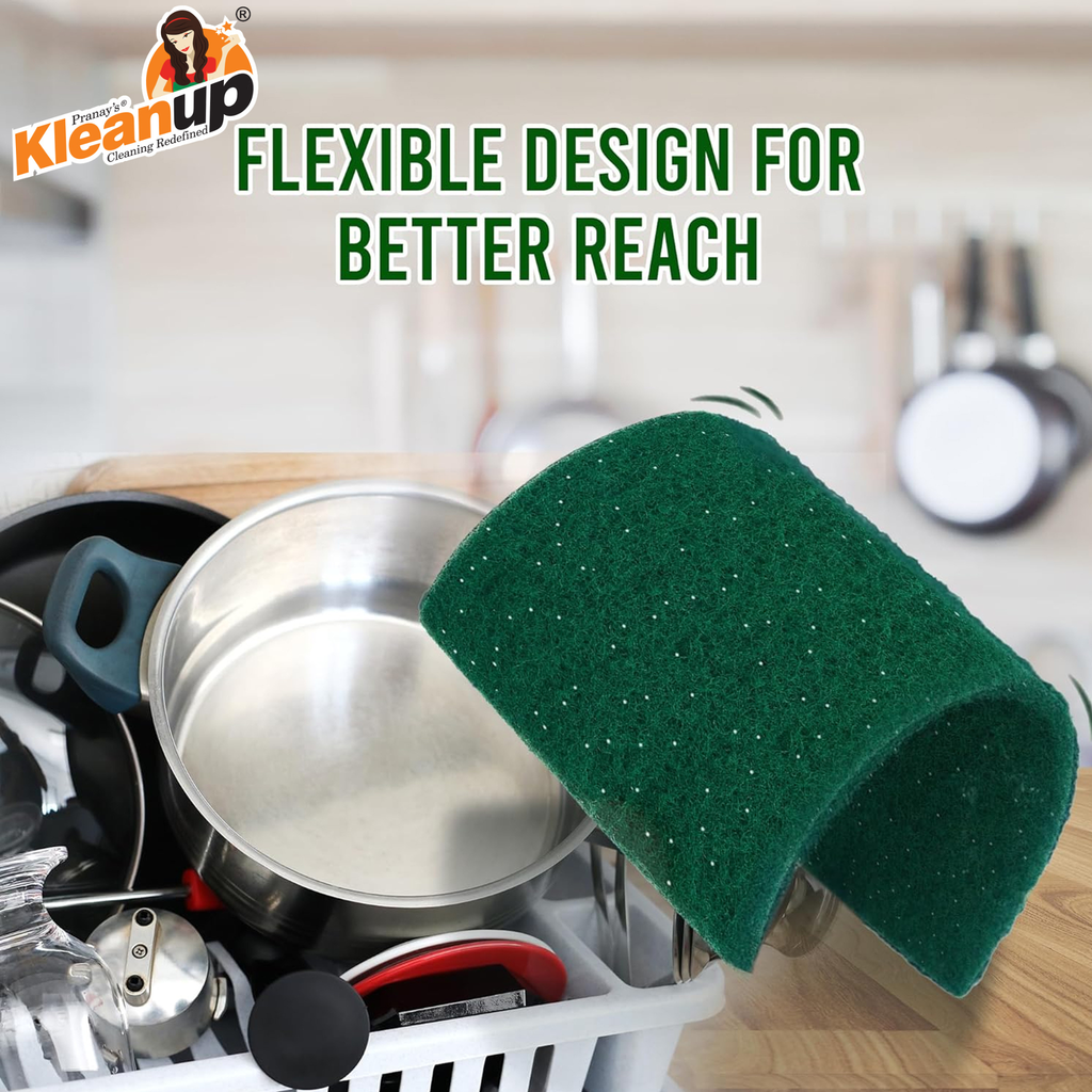 KleanUp Green Scrub Pad (nylon medium) — Heavy-Duty Non-Scratch Kitchen Scrubber for Utensils, Pots & Pans