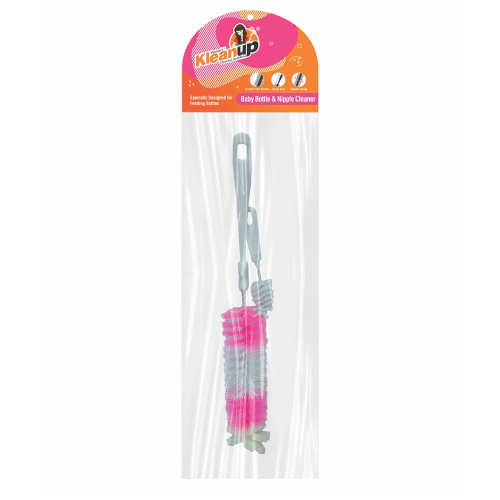 KleanUp Baby Bottle & Nipple Cleaner — Soft Scratch-Proof Bristle Brush with Mini Teat Brush for Feeding Bottles