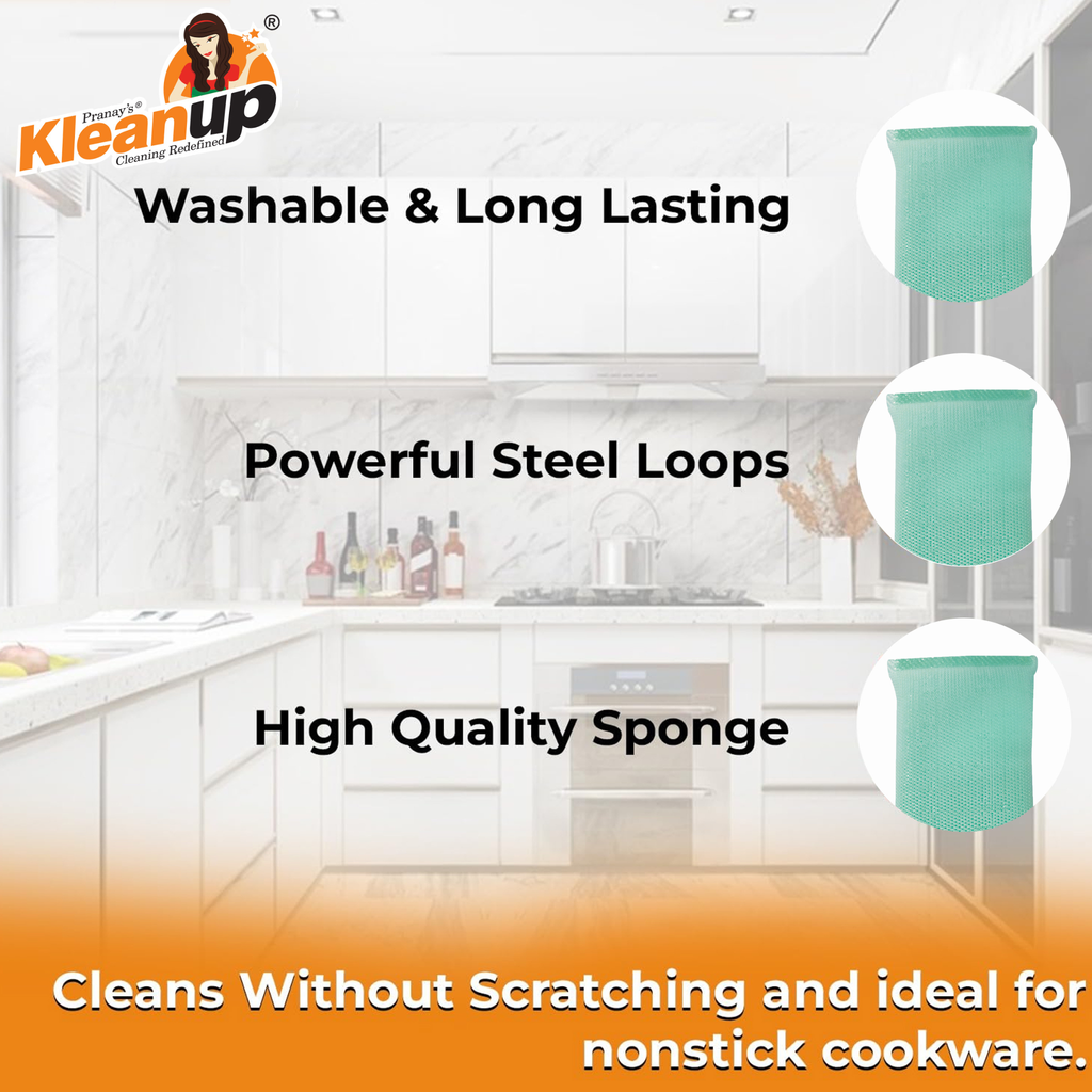 KleanUp Foam Pad Rib — Non-Scratch Mesh Utensil Cleaner, 5X Better Than Regular Scrubbers, No Stain No Pain