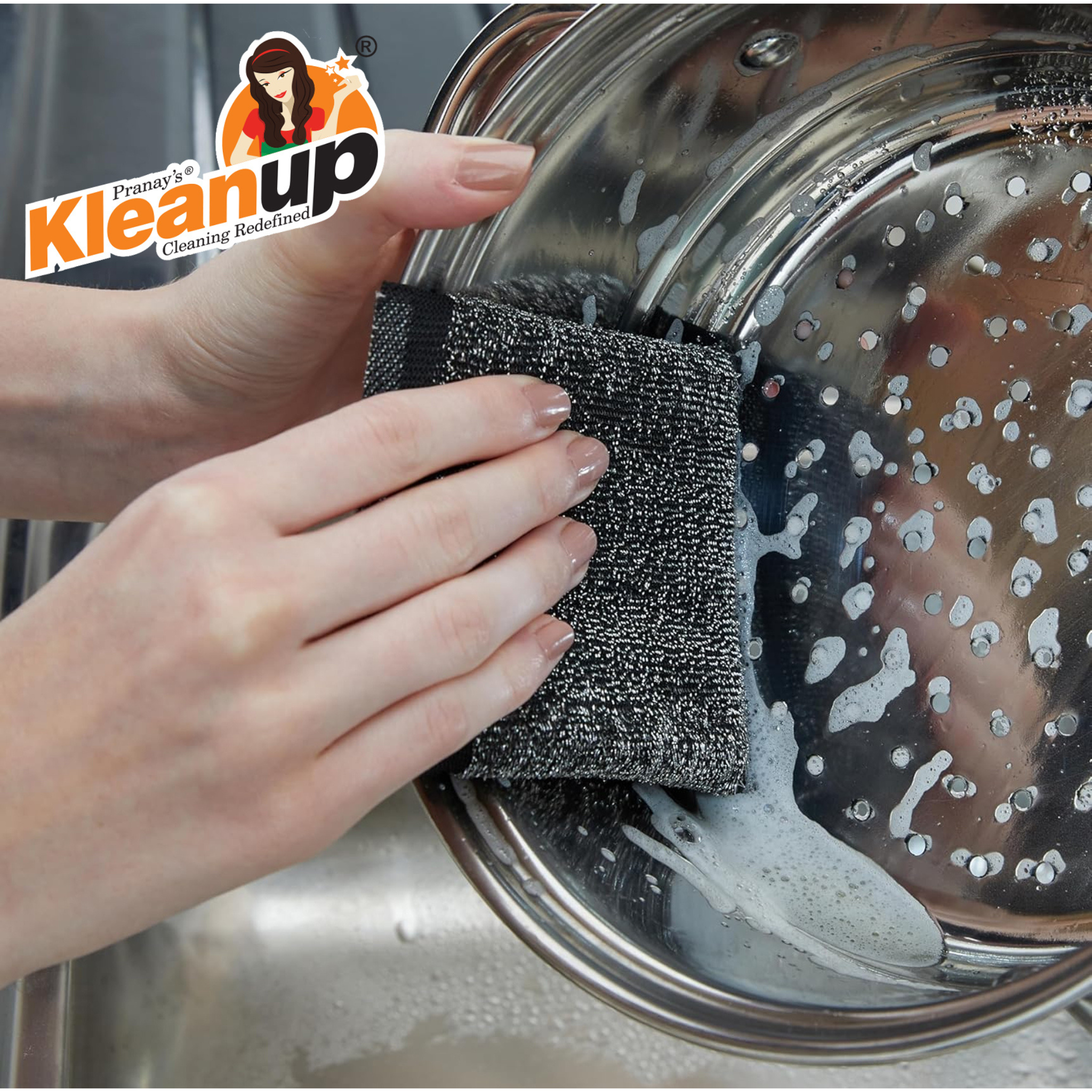 KleanUp Steel Pad — Steel-Mesh Utensil Scrubber, 5X Better Than Regular Scrubbers, No Stain No Pain