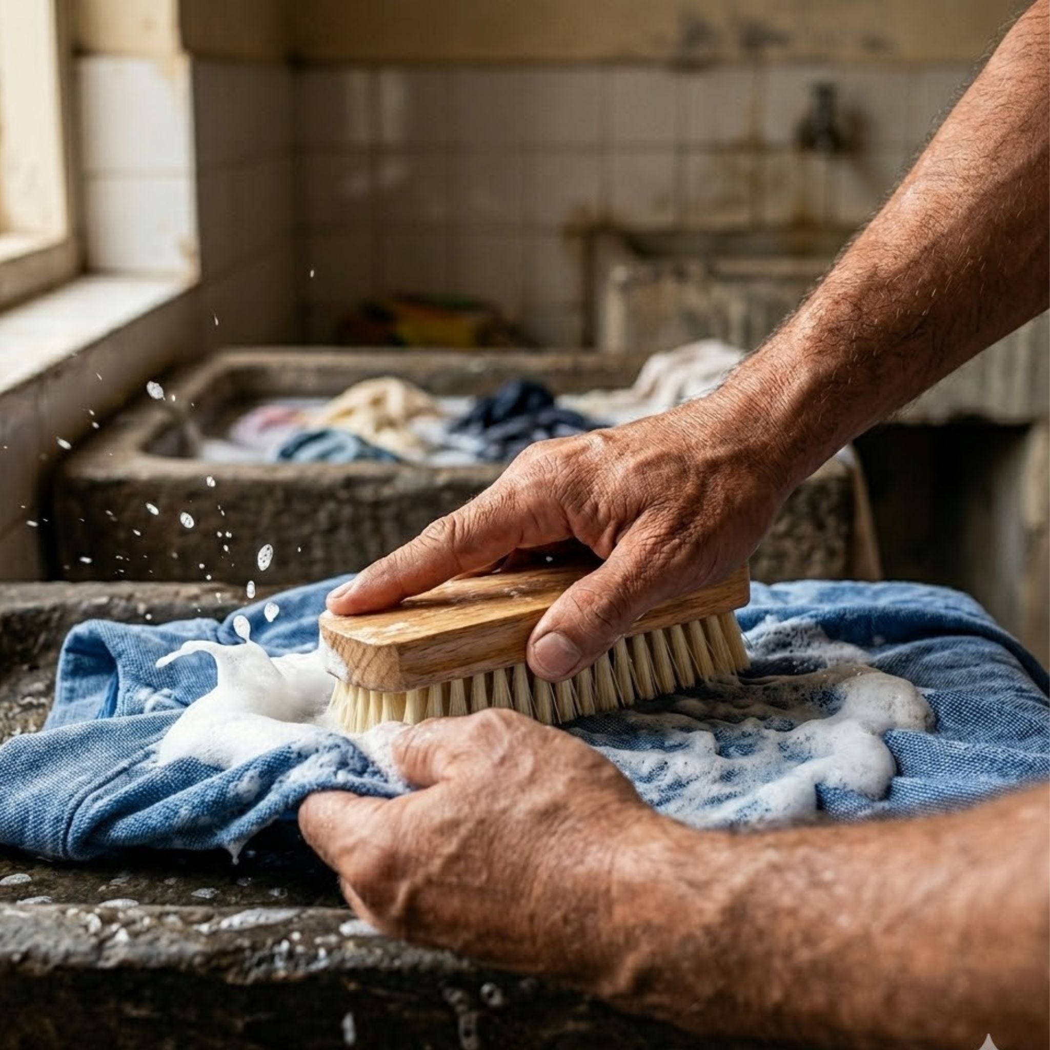 KleanUp Wooden Washing Brush — Multi-Purpose Scrubbing Brush for Clothes, Tiles & Floors with Easy-Grip Handle