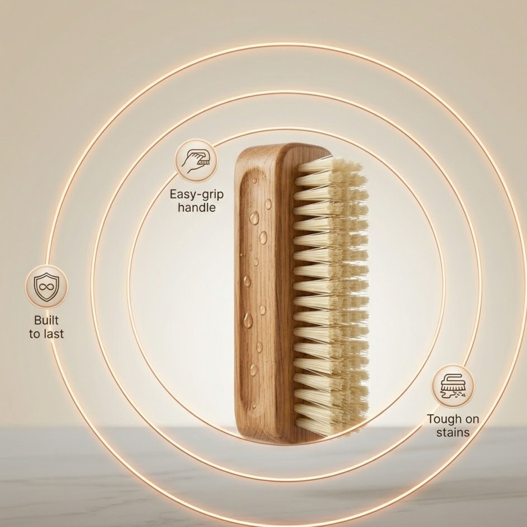 KleanUp Wooden Washing Brush — Multi-Purpose Scrubbing Brush for Clothes, Tiles & Floors with Easy-Grip Handle