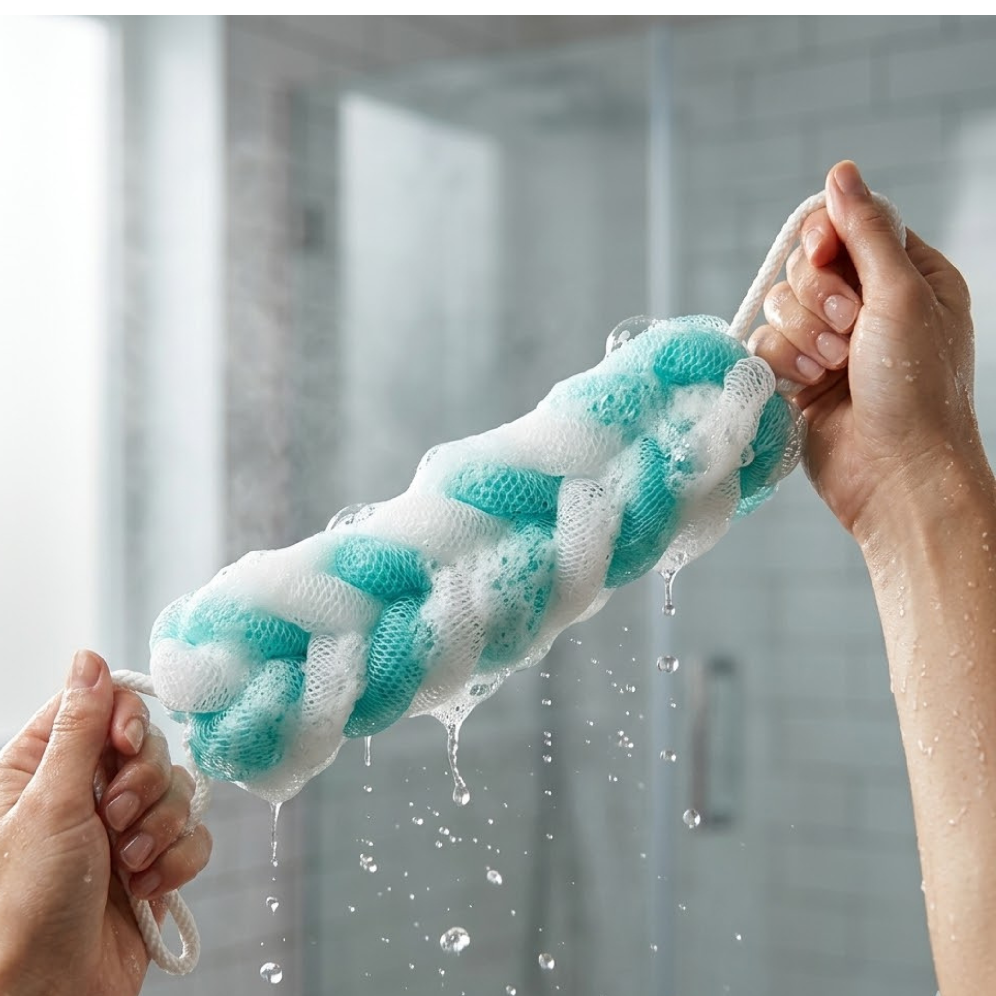 KleanUp Bath Belt — Dual-Handle Back Scrubber Loofah Strap for Shower & Exfoliation