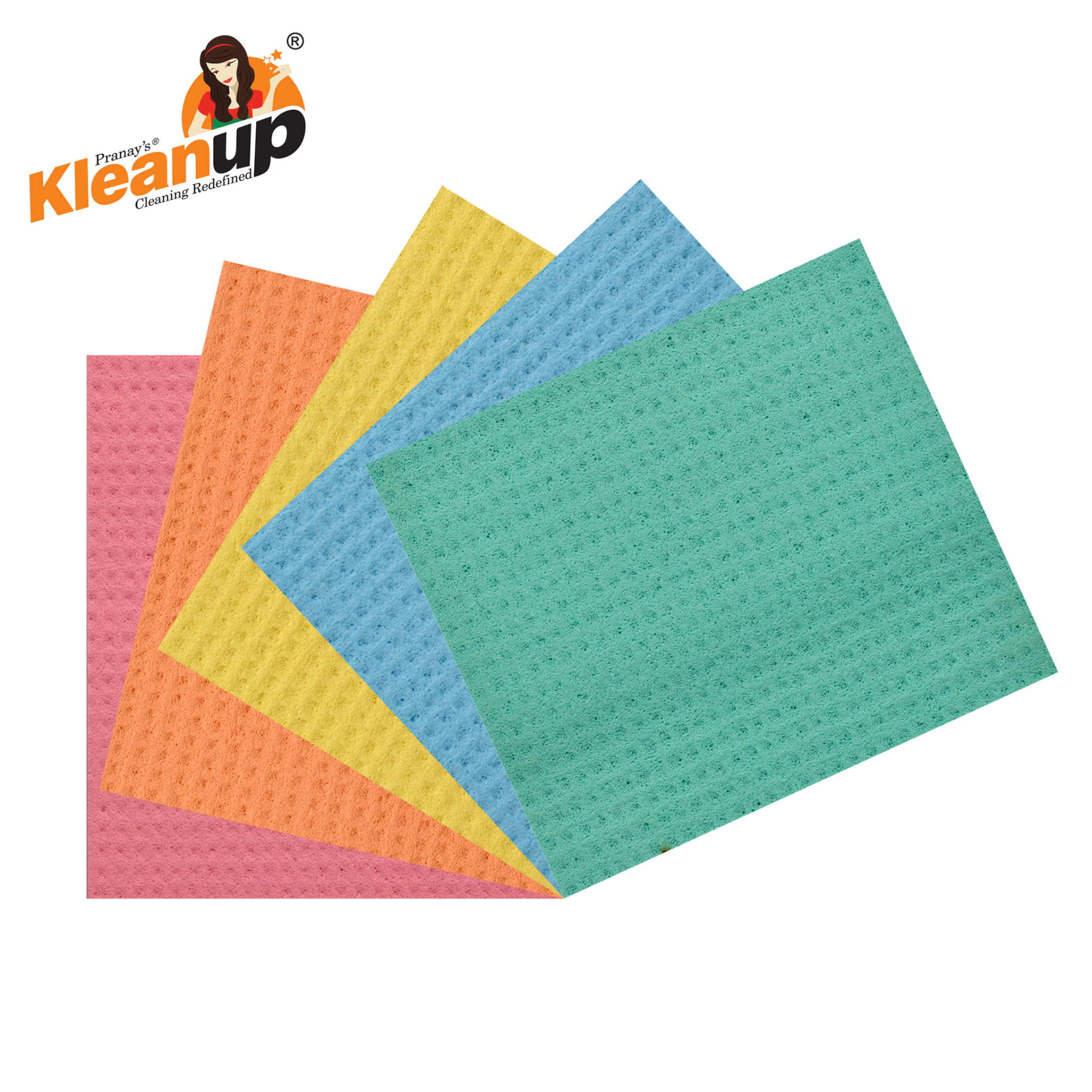 KleanUp Sponge Wipe (Pack of 5) — Super-Absorbent Cellulose Kitchen Cloth Wipes for Counters, Spills & Dishes