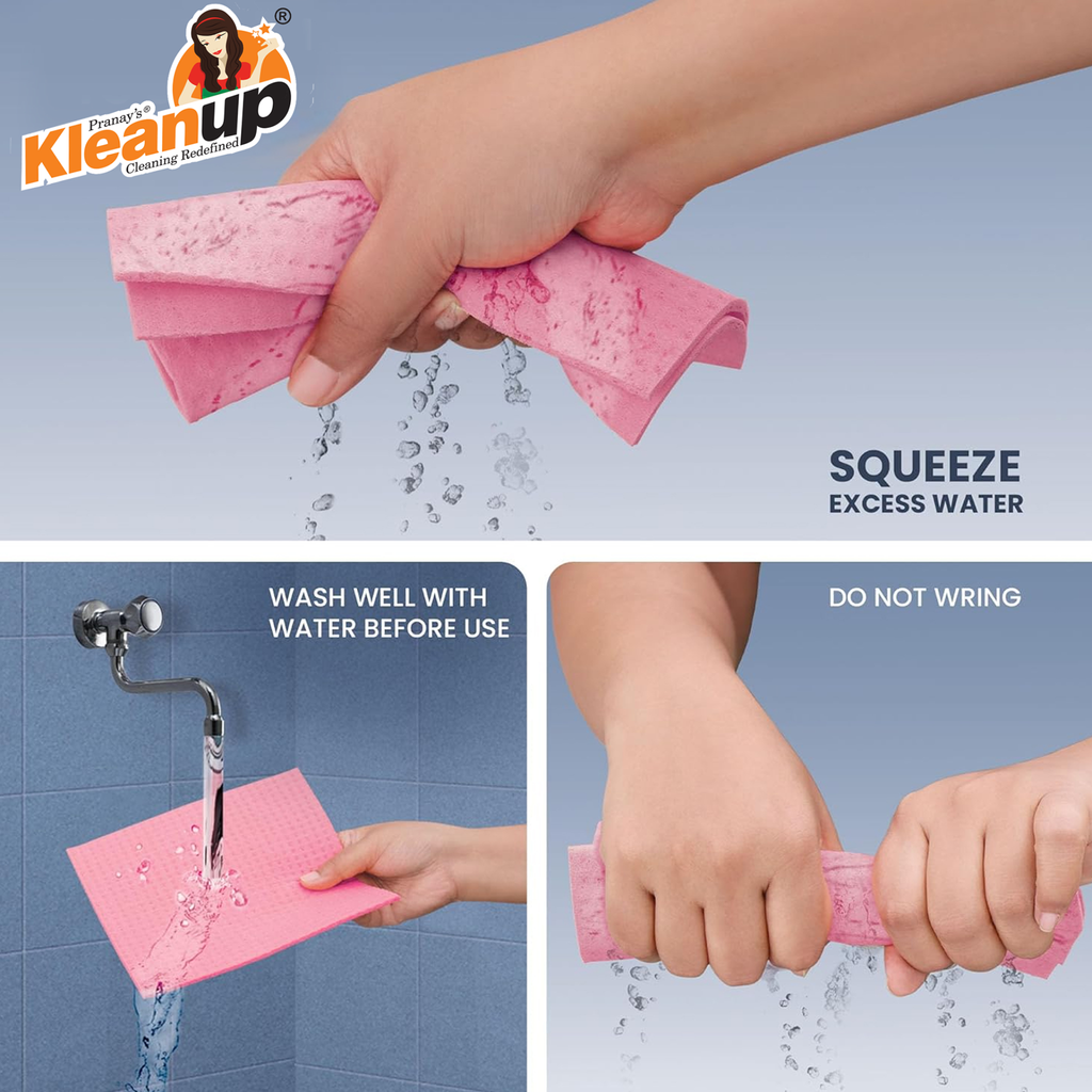 KleanUp Sponge Wipe (Pack of 5) — Super-Absorbent Cellulose Kitchen Cloth Wipes for Counters, Spills & Dishes