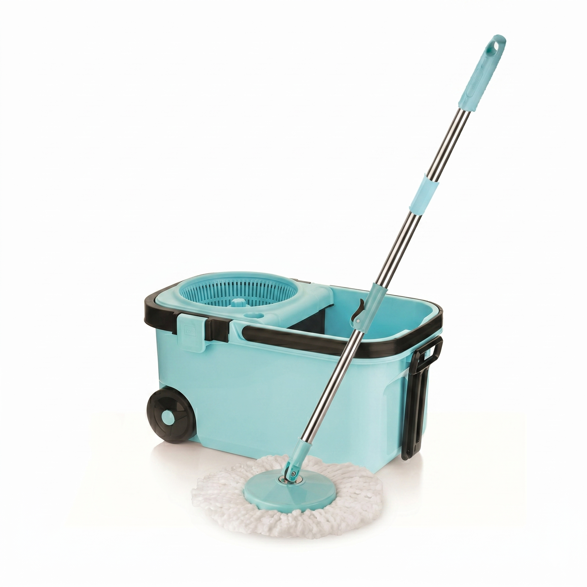 KleanUp Spin Mop 990 with Bucket & Wheels — 360° Self-Wringing Microfiber Mop, Wash & Dry Floor Cleaning System
