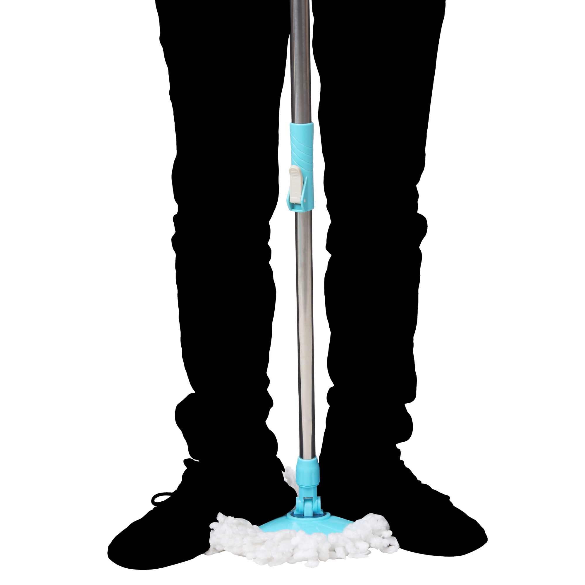 KleanUp Spin Mop Rod Set (Premium) — Heavy-Duty 360° Telescopic Steel Pole with Premium Microfiber Mop Head, Bucket-Free Set