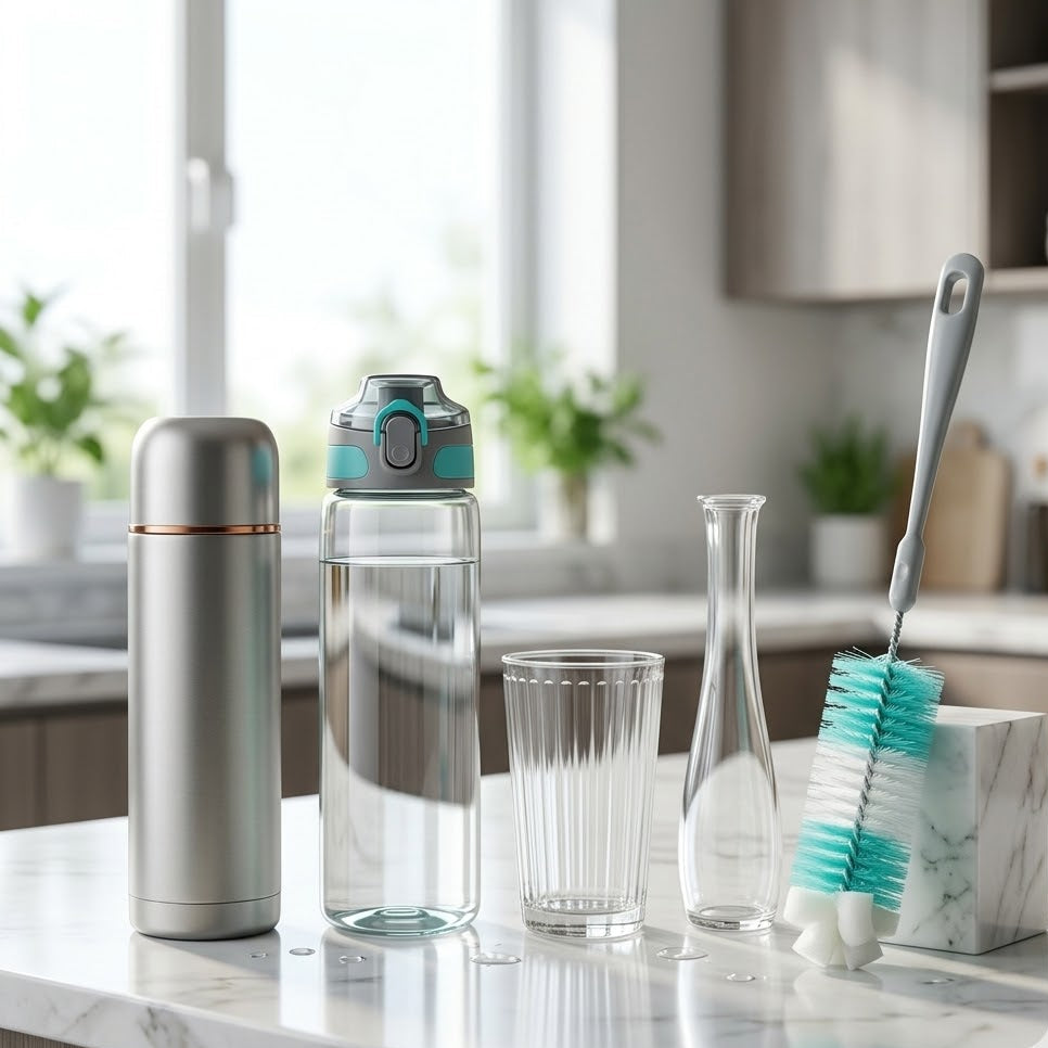KleanUp Bottle Brush with Sponge Tip — Long-Handle Cleaner for Water Bottles, Flasks, Tumblers & Vases