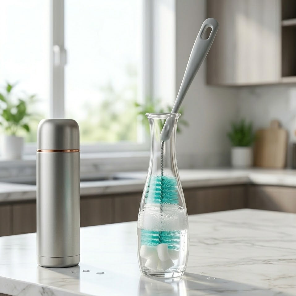 KleanUp Bottle Brush with Sponge Tip — Long-Handle Cleaner for Water Bottles, Flasks, Tumblers & Vases