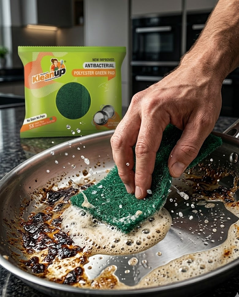 KleanUp Green Scrub Pad (nylon) — Heavy-Duty Non-Scratch Kitchen Scrubber for Utensils, Pots & Pans