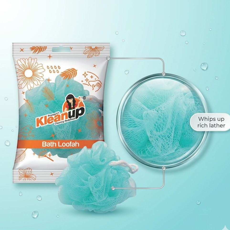 KleanUp Bath Loofah — Soft Mesh Shower Pouf for Rich Lather & Gentle Exfoliation (with Hanging Loop)