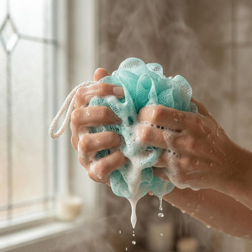 KleanUp Bath Loofah — Soft Mesh Shower Pouf for Rich Lather & Gentle Exfoliation (with Hanging Loop)